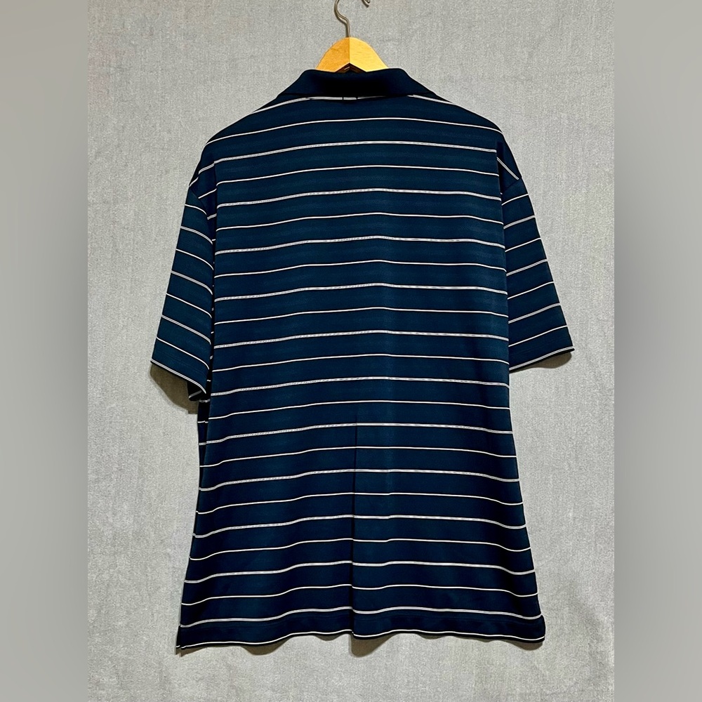 Nike Golf DRI-FIT Navy Striped Polo with White New York Yankees Logo - Picture 3 of 7